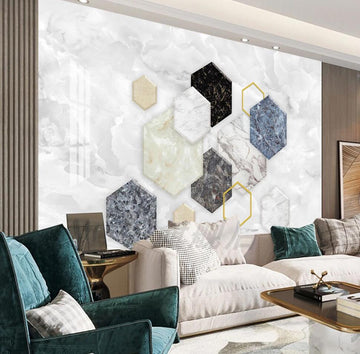 3D Different Color Texture Hexagons 1619 Wall Murals