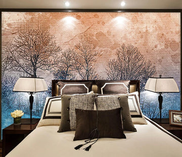 3D Dead Trees Under Orange Street Lights 1561 Wall Murals