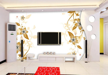 3D Golden Leaves Bloom 1074 Wall Murals