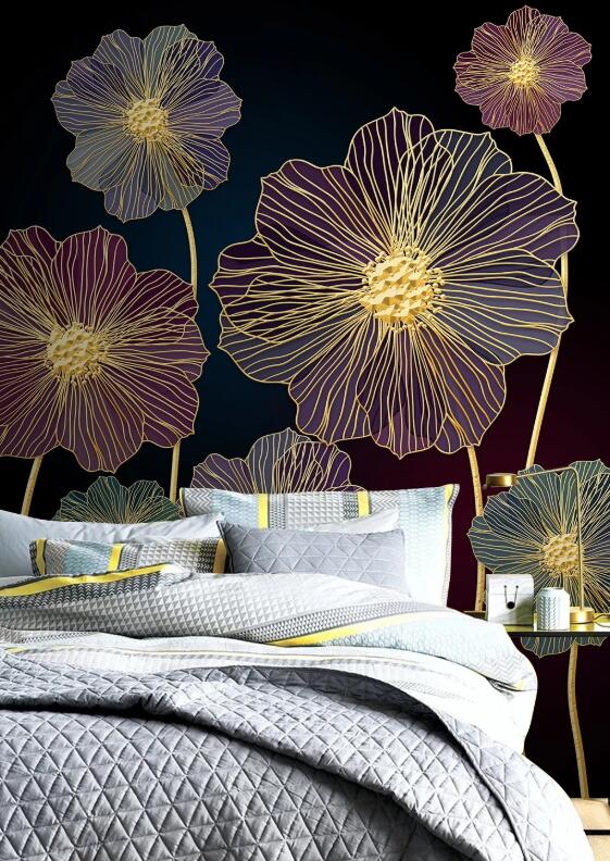 3D Big Flower With Fluorescent Lines 1238 Wall Murals