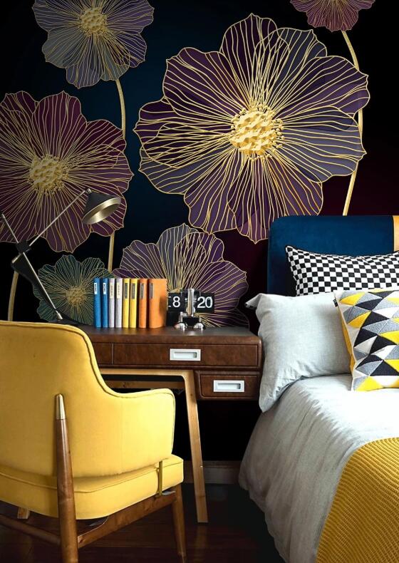 3D Big Flower With Fluorescent Lines 1238 Wall Murals