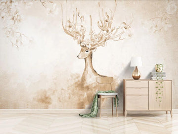 3D Deer Thinking Far Away 1222 Wall Murals