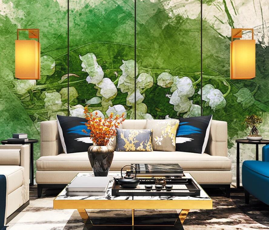 3D White Roses In The Green 1480 Wall Murals
