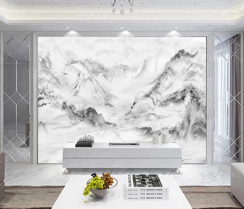 3D The Pale Ink Color Of The Mountain 1447 Wall Murals