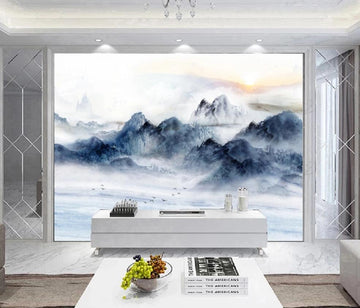 3D Deep Blue Mountains 1443 Wall Murals