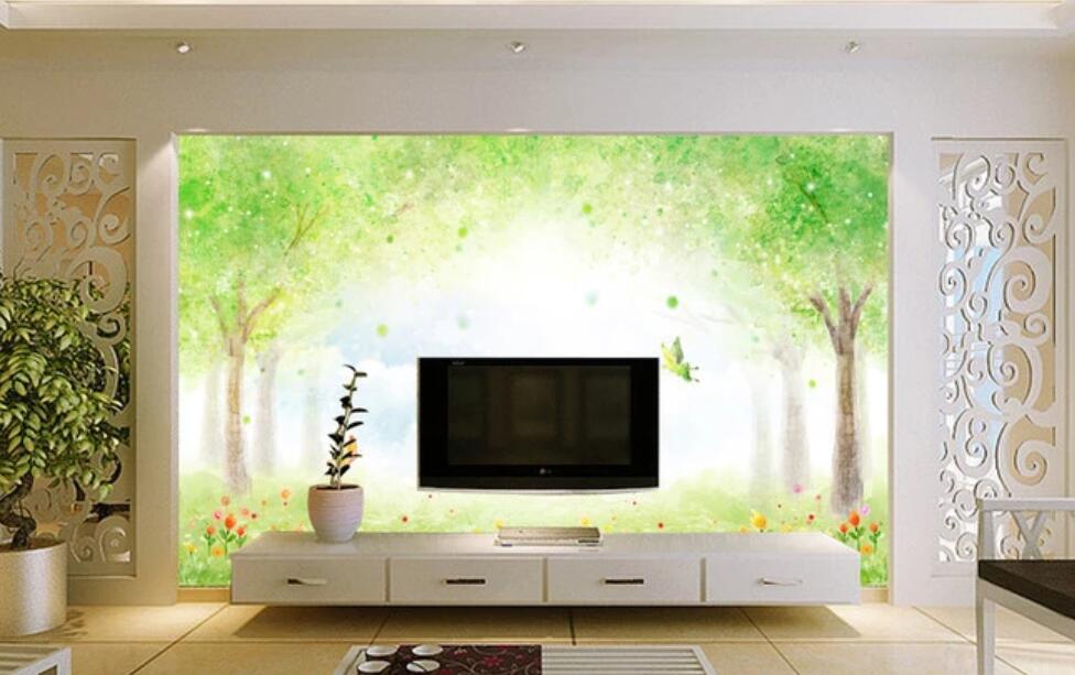 3D Green Light Spot Woods 1796 Wall Murals