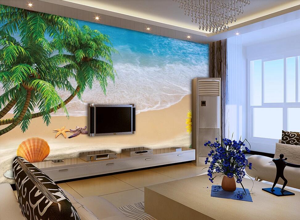 3D Shallow Wave Beach 1849 Wall Murals