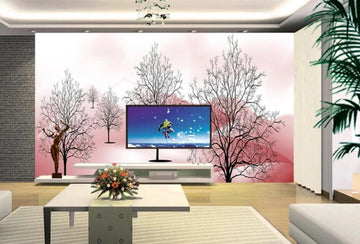 3D Dead Trees In The Pink World 1779 Wall Murals