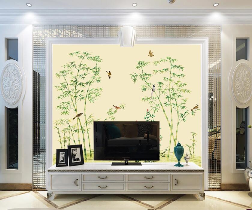 3D Green Leaves And Birds 1841 Wall Murals