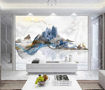 3D Deep Blue Mountains 1321 Wall Murals