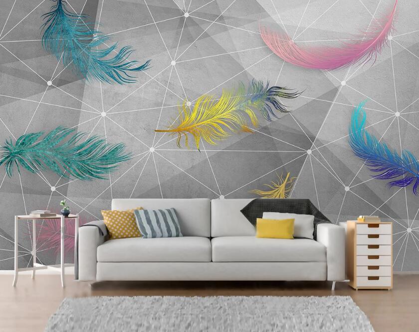 3D Showy Colored Feathers 1916 Wall Murals