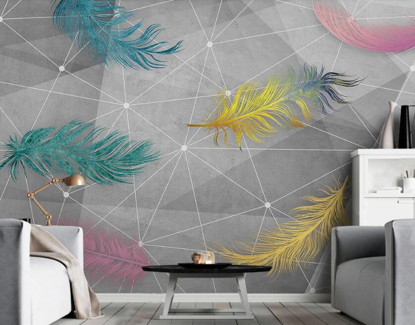 3D Showy Colored Feathers 1916 Wall Murals