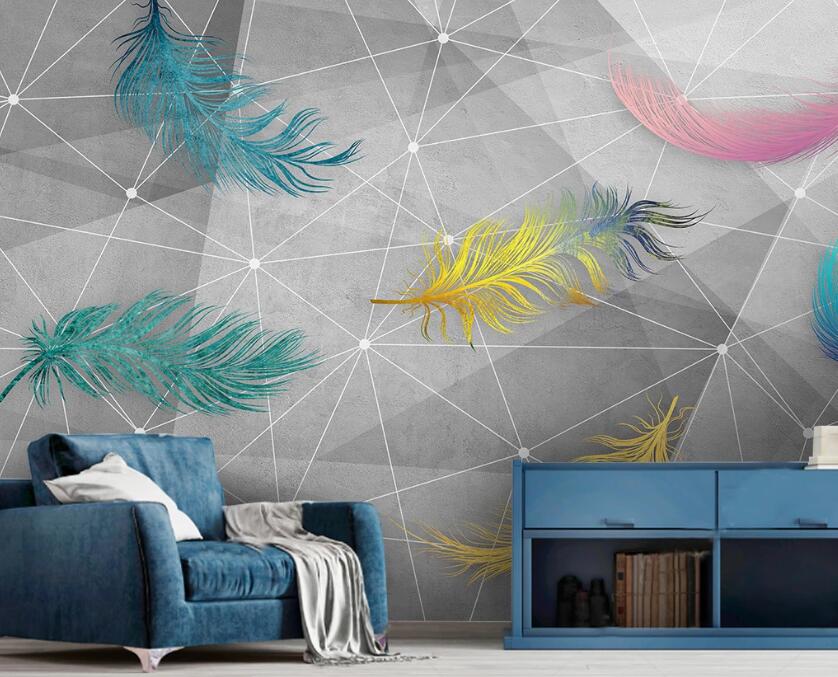 3D Showy Colored Feathers 1916 Wall Murals