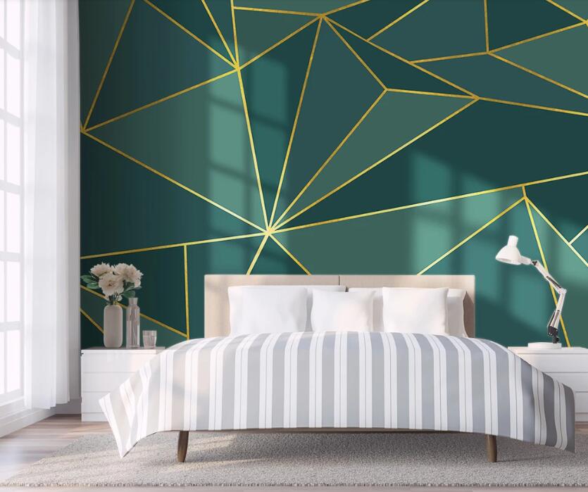 3D Different Levels Of Green Triangle Cut 2309 Wall Murals