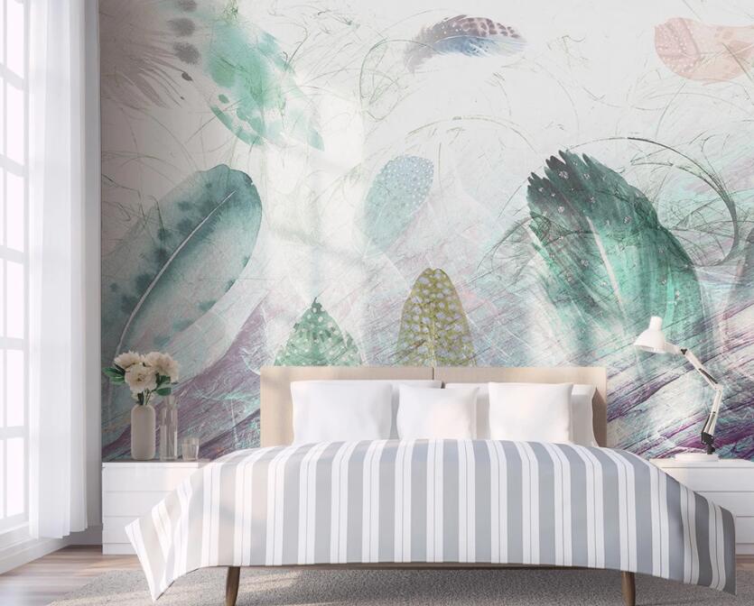 3D Elegant Winding Feathers 2229 Wall Murals