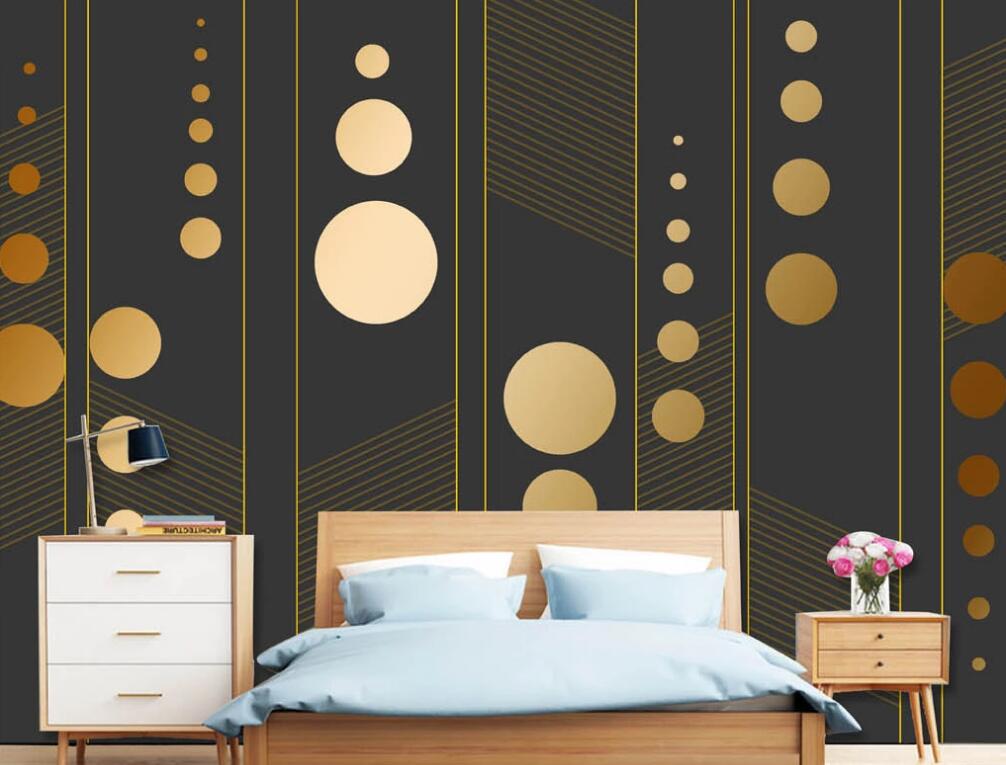 3D Different Size Golden Circles 1244 Wall Murals