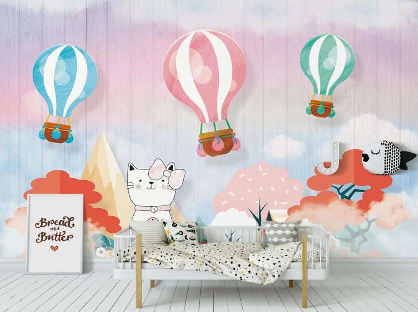 3D Simple And Cute Hot Air Balloon 2454 Wall Murals