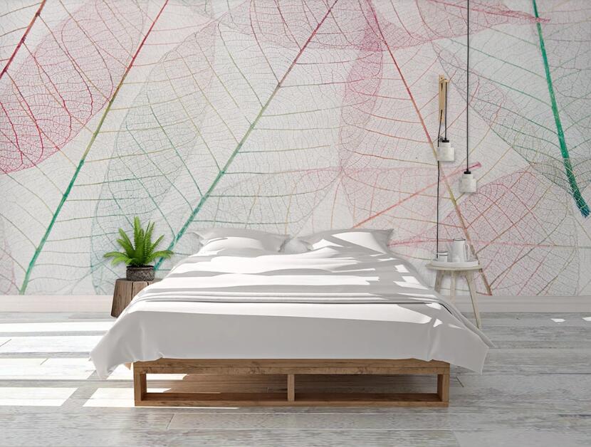 3D Colored Lines Of Leaves 1096 Wall Murals