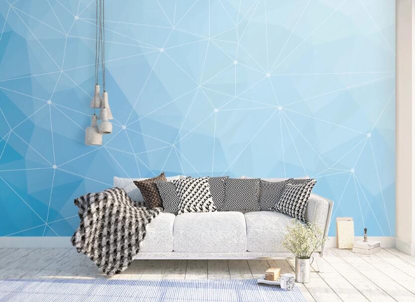 3D Simple Blue Star Line 996 Wall Murals