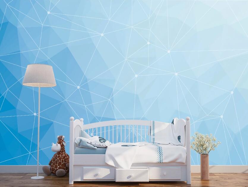 3D Simple Blue Star Line 996 Wall Murals