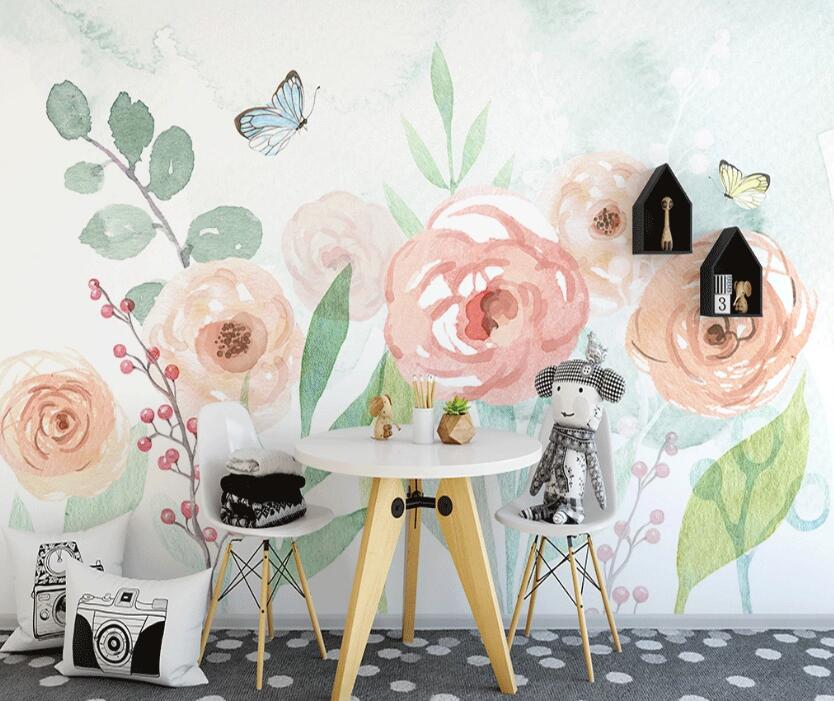 3D Elegant Three-color Flowers 904 Wall Murals