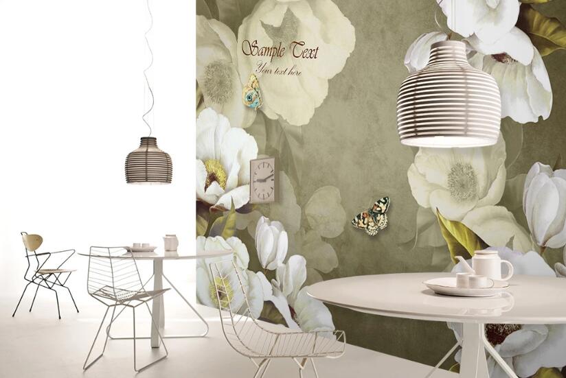 3D Elegant White Flowers 029 Wall Murals