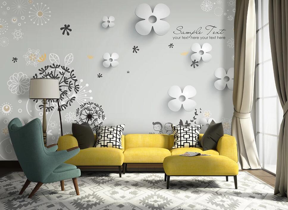 3D Shadow Dandelion 020 Wall Murals