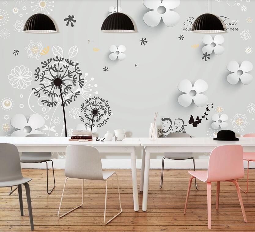 3D Shadow Dandelion 020 Wall Murals