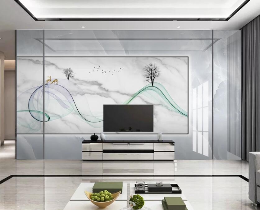 3D Green Ribbon 287 Wall Murals