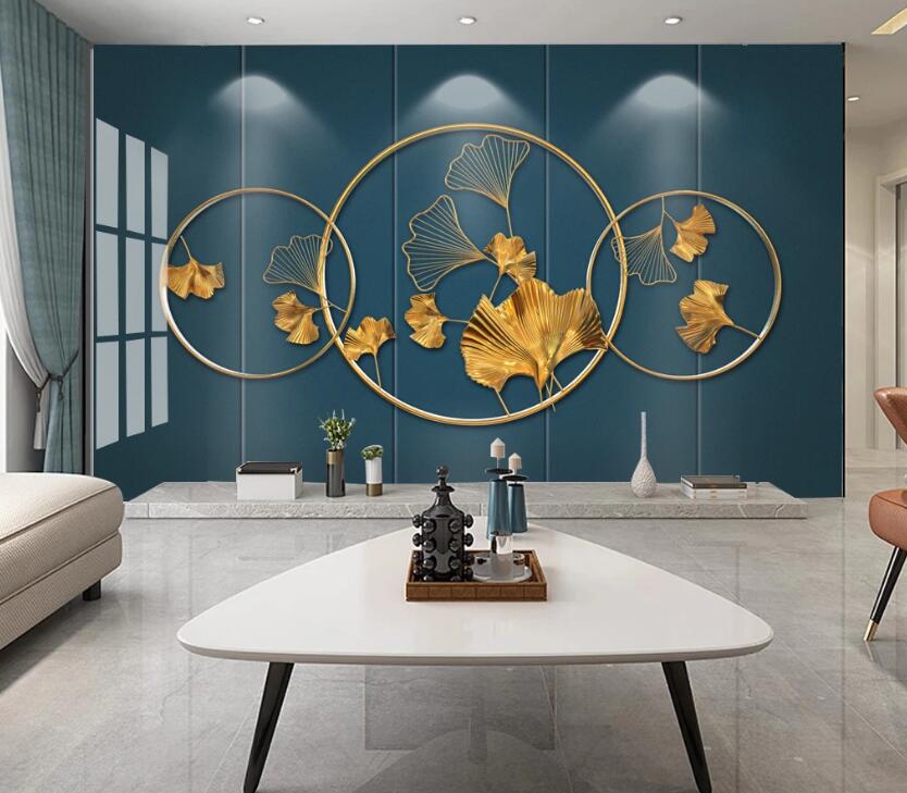 3D Golden Ginkgo Leaf 238 Wall Murals