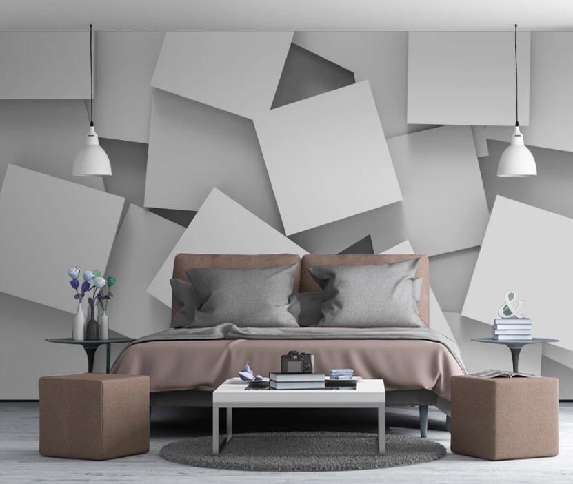 3D White Square 195 Wall Murals