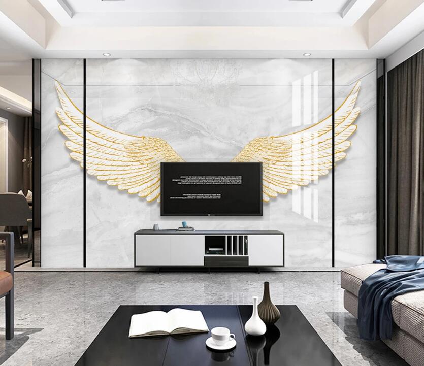 3D Golden Feather 800 Wall Murals