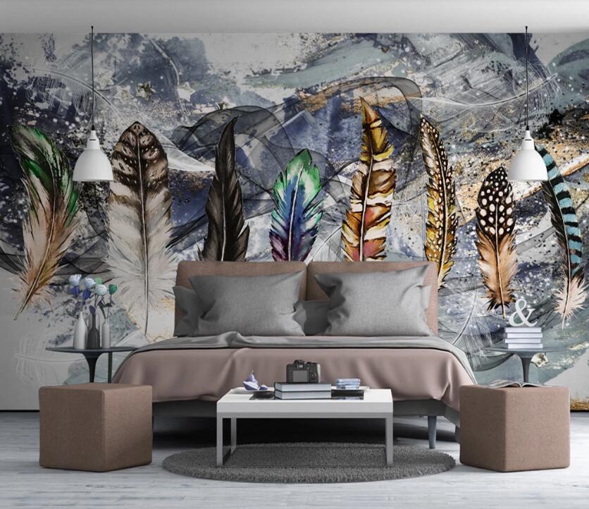 3D Eight Feathers 662 Wall Murals