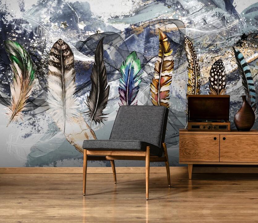 3D Eight Feathers 662 Wall Murals