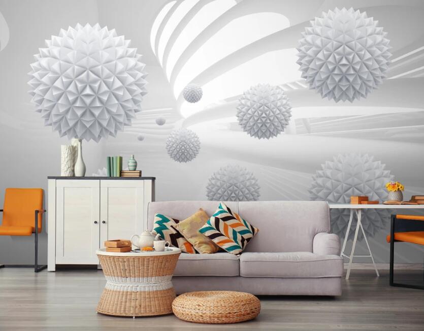 3D Sharp White Ball 659 Wall Murals