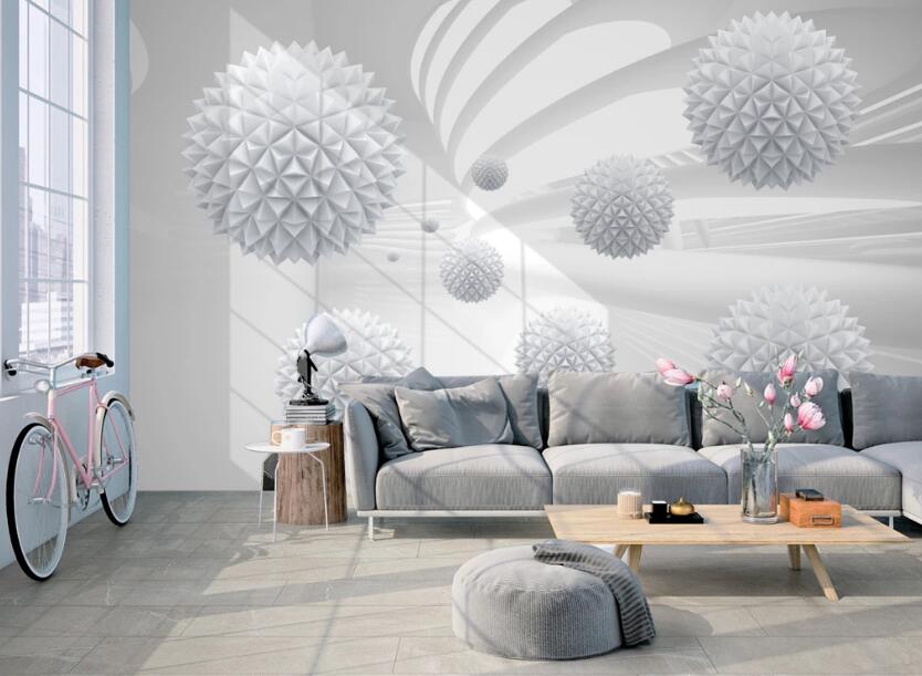 3D Sharp White Ball 659 Wall Murals