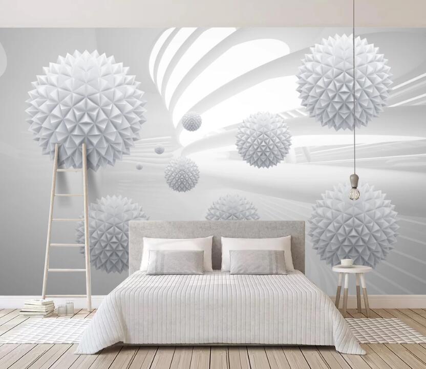 3D Sharp White Ball 659 Wall Murals