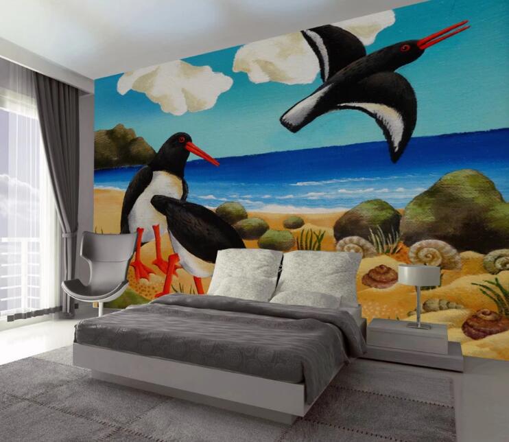 3D Serene Beach 404 Wall Murals