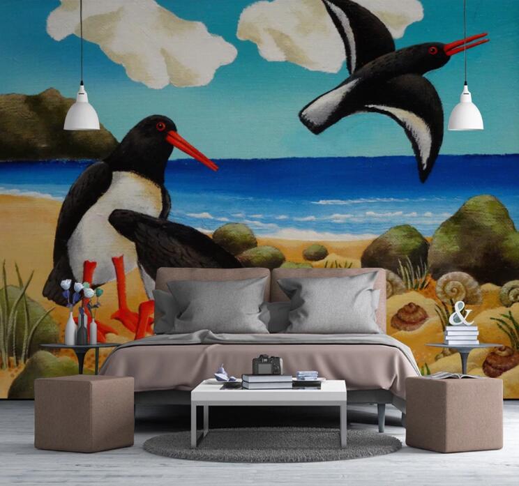 3D Serene Beach 404 Wall Murals