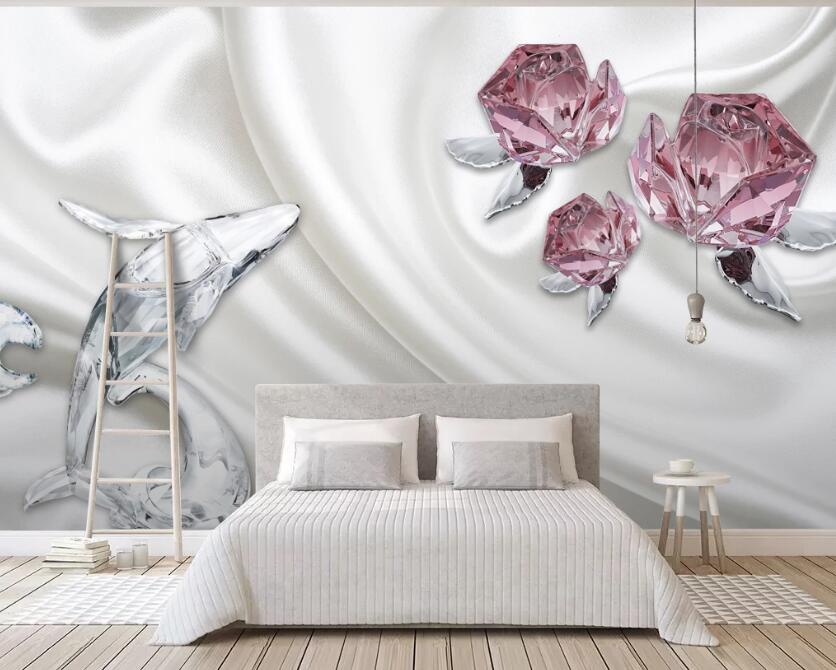 3D Diamond Flower 498 Wall Murals