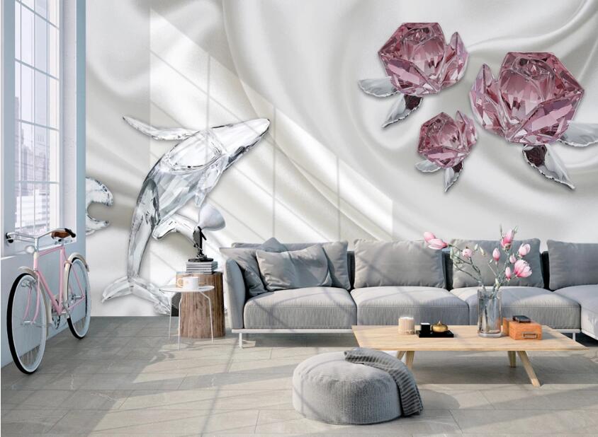 3D Diamond Flower 498 Wall Murals