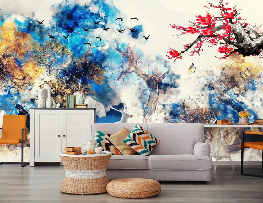 3D Showy Plum 476 Wall Murals