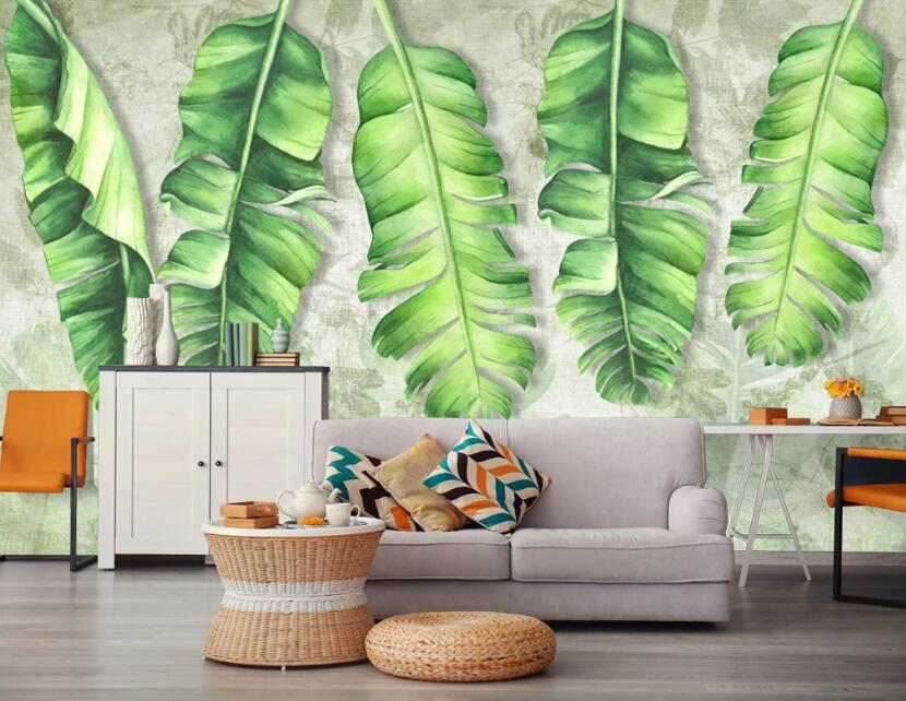 3D Green Leaves 467 Wall Murals