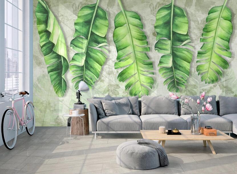 3D Green Leaves 467 Wall Murals