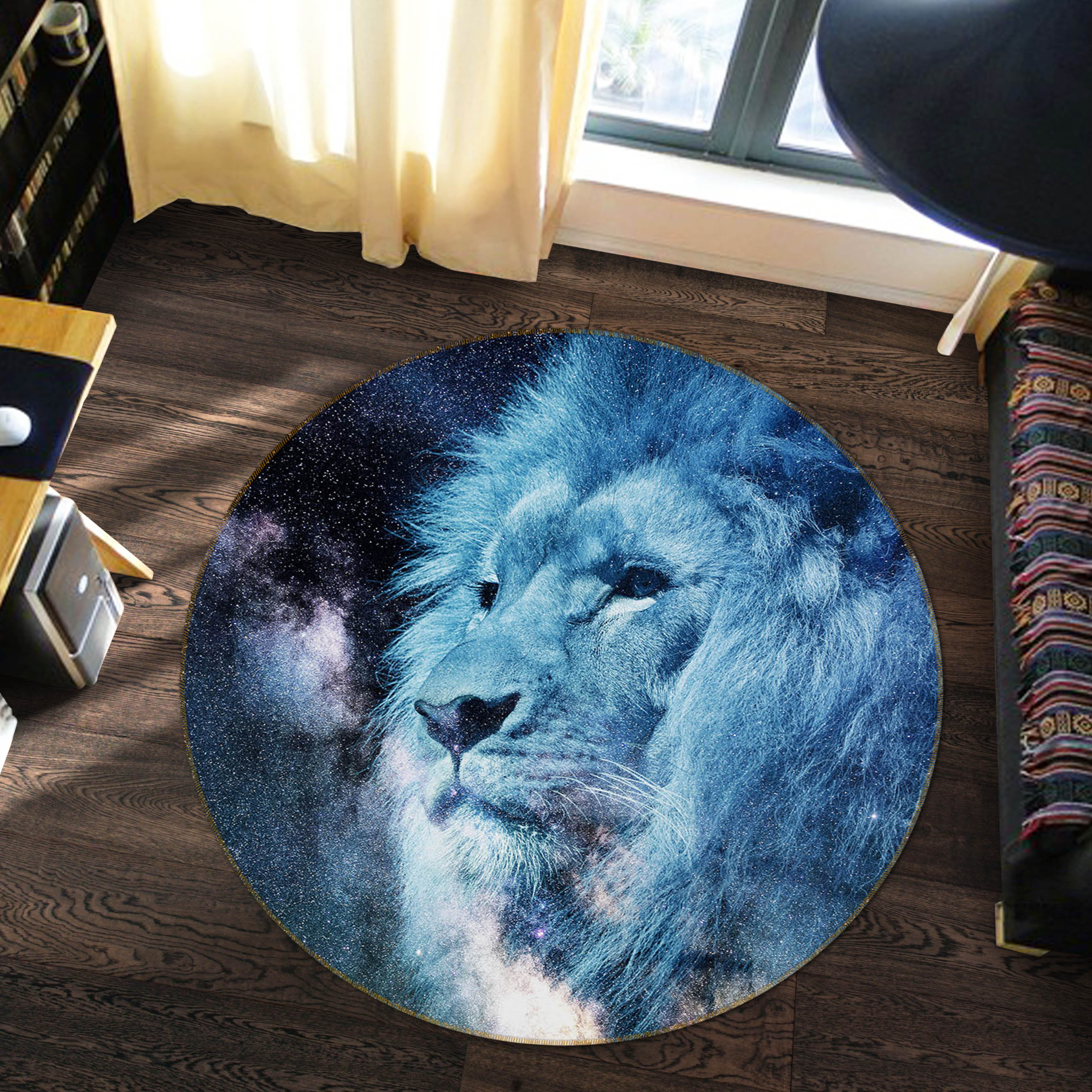 3D Quiet Lion 075 Animal Round Non Slip Rug Mat Mat AJ Creativity Home 