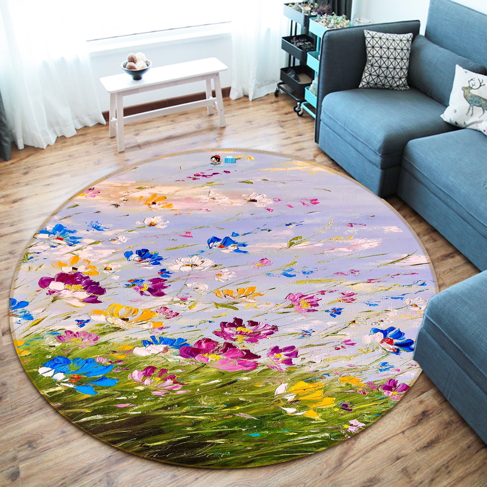 3D Beautiful Petals 788 Skromova Marina Rug Round Non Slip Rug Mat