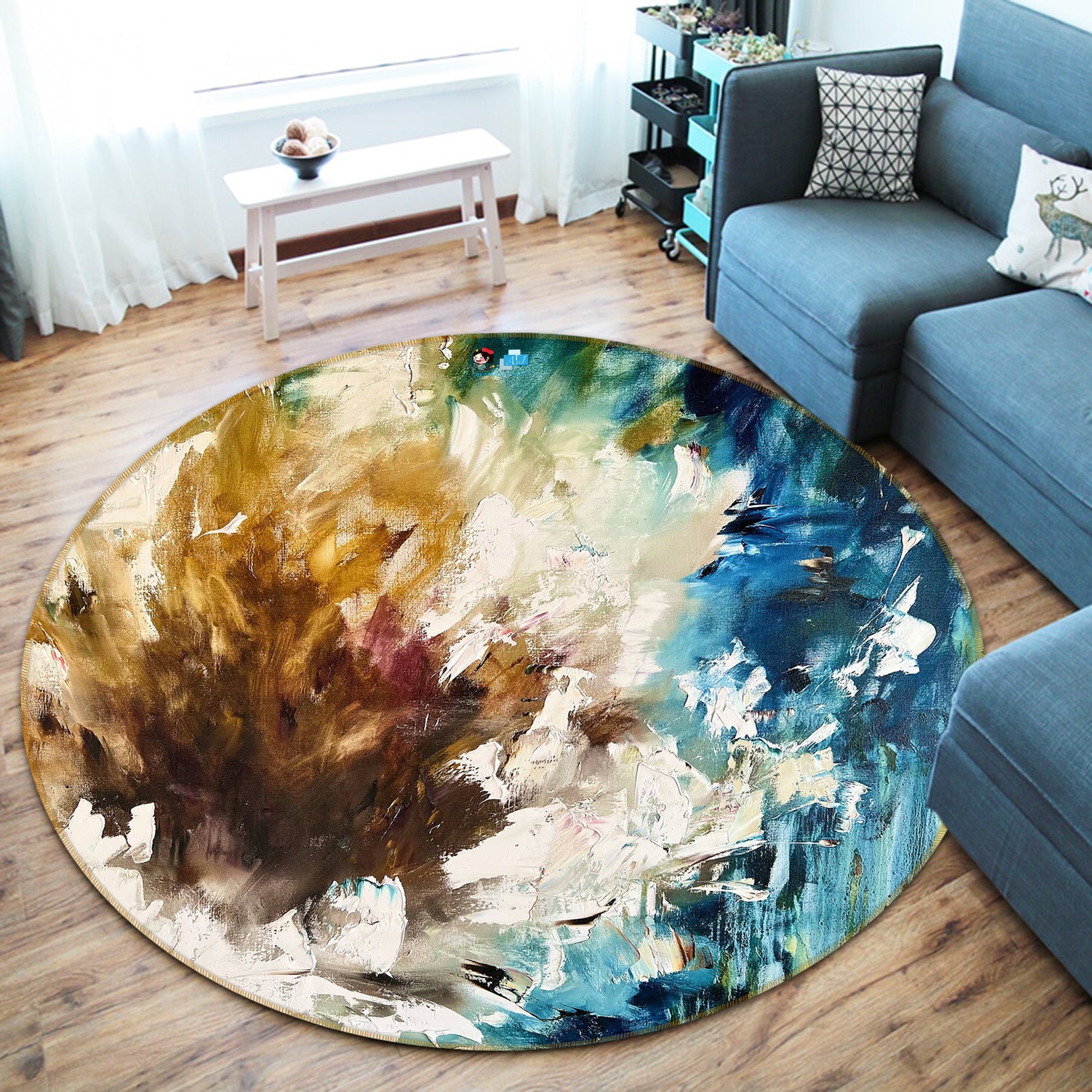 3D Painted Art 786 Skromova Marina Rug Round Non Slip Rug Mat