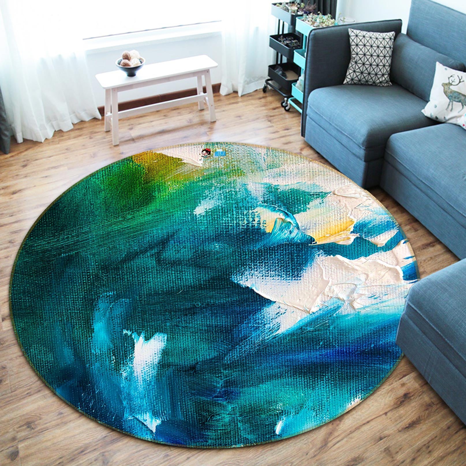 3D Color Pigment 776 Skromova Marina Rug Round Non Slip Rug Mat