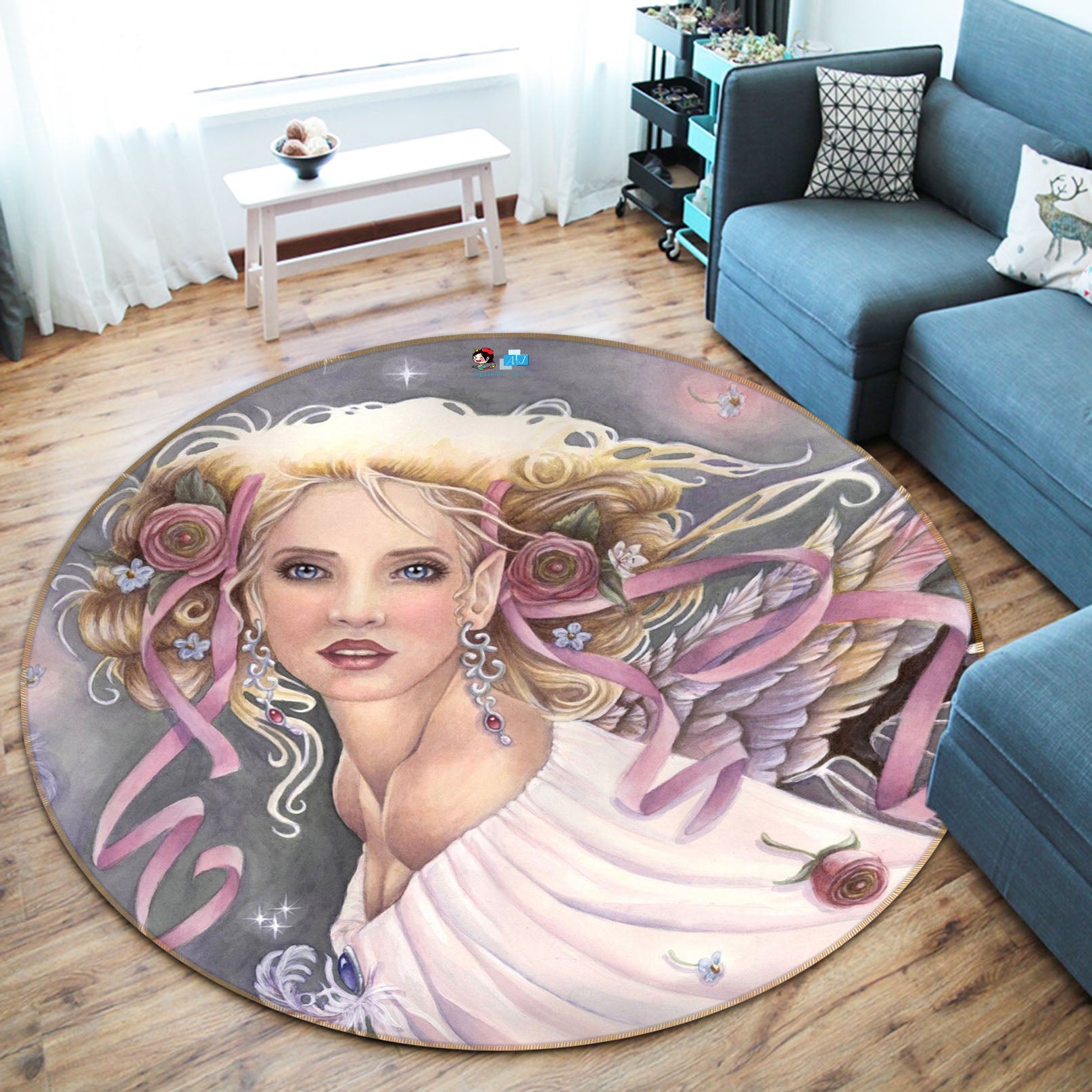 3D Angel Goddess 8872 Brigid Ashwood Rug Round Non Slip Rug Mat