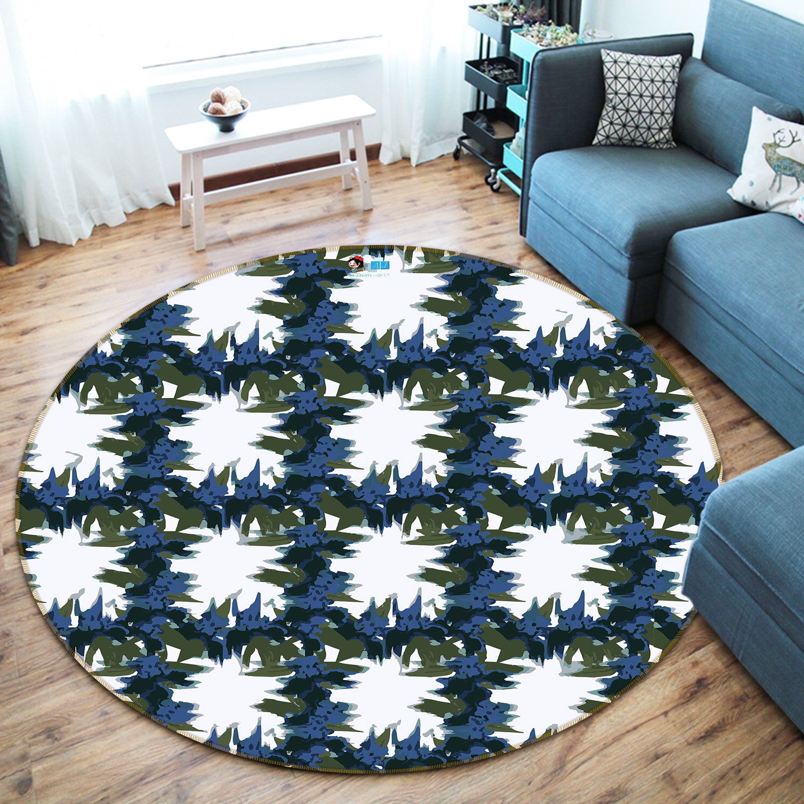 3D Lattice Pattern 10548 Kashmira Jayaprakash Rug Round Non Slip Rug Mat